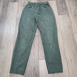 Faded Glory Vintage Green High Waist Mom Jeans Tapered Straight Leg Woman's 8